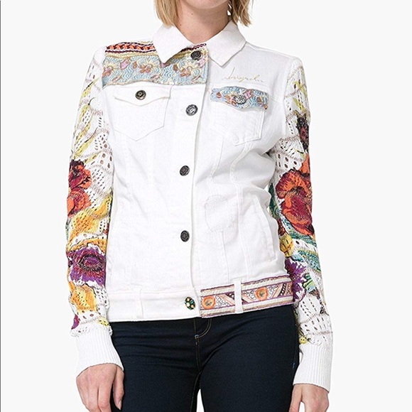 desigual white denim jacket
